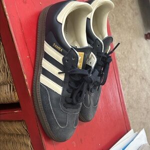 Adidas Samba Blue with white Stripes Athletic Shoes